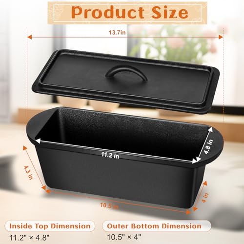 Cast Iron Bread Pan with Lid, Sourdough Sandwich Loaf Pan, For Baking Flat or Domed Top Bread, 3.2 qt,Cast Iron Loaf Pan with Lid and Handle, For Kitchen or Camping