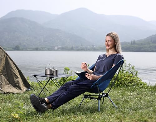 MARCHWAY Lightweight Folding High Back Camping Chair with Head Support, Stable Portable Compact for Outdoor Camp, Travel, Beach, Picnic, Festival, Hiking, Backpacking (Highback Khaki)