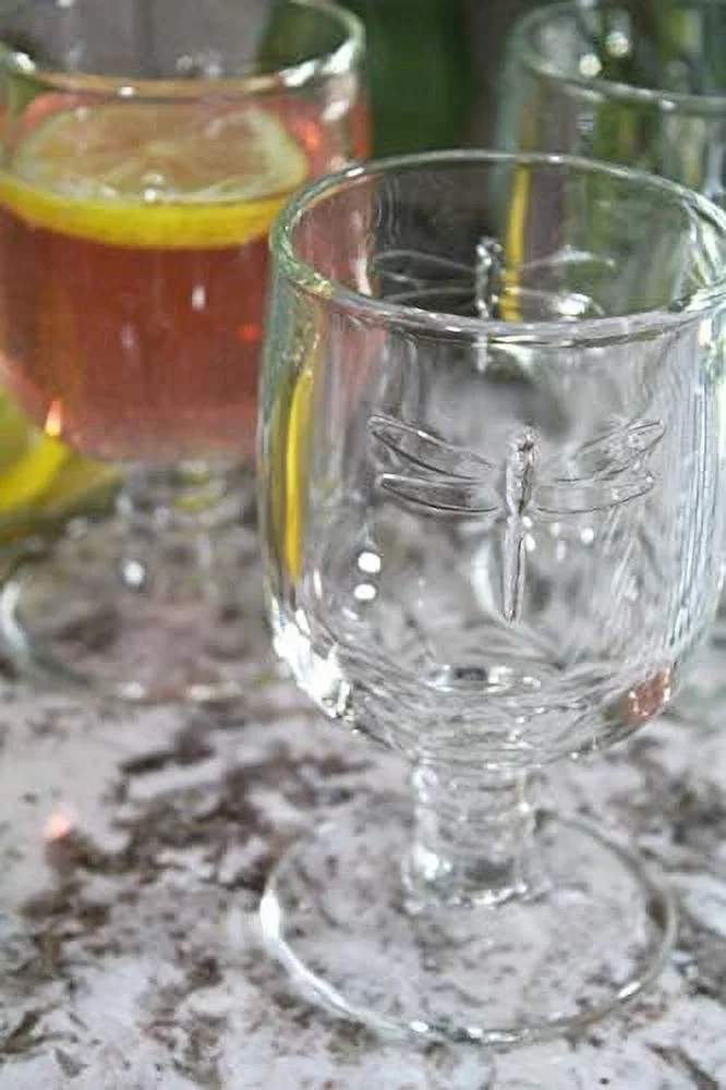 Set Of 6, 10-Ounce Dragonfly Water Glasses