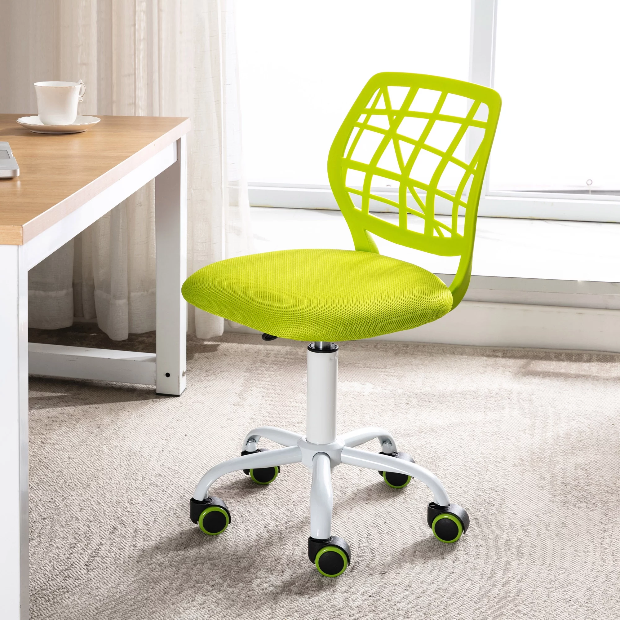 Luccalily Kids Study Desk Chair Cute Computer Office Bedroom Mesh Chair Ergonomic Swivel Armless Study Chair with Adjustable Height for Boys Girls Teens