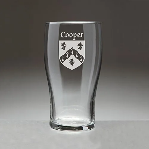 Cooper Irish Coat of Arms Tavern Glasses - Set of 4 (Sand Etched)