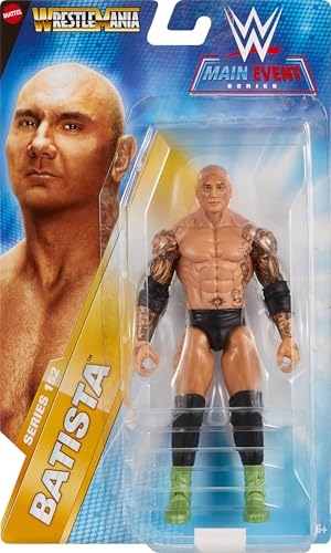 Mattel WWE Batista Action Figure, Main Event Series #152 6-inch Collectible with 10 Articulation Points & Life-Like Look