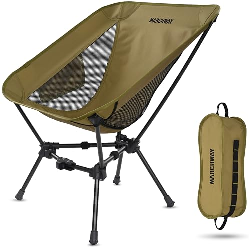 MARCHWAY Lightweight Folding Camping Chair, Portable Foldable Compact for Outdoor Camp, Travel, Beach, Picnic, Festival, Hiking, Backpacking, Supports 330Lbs (Orange)