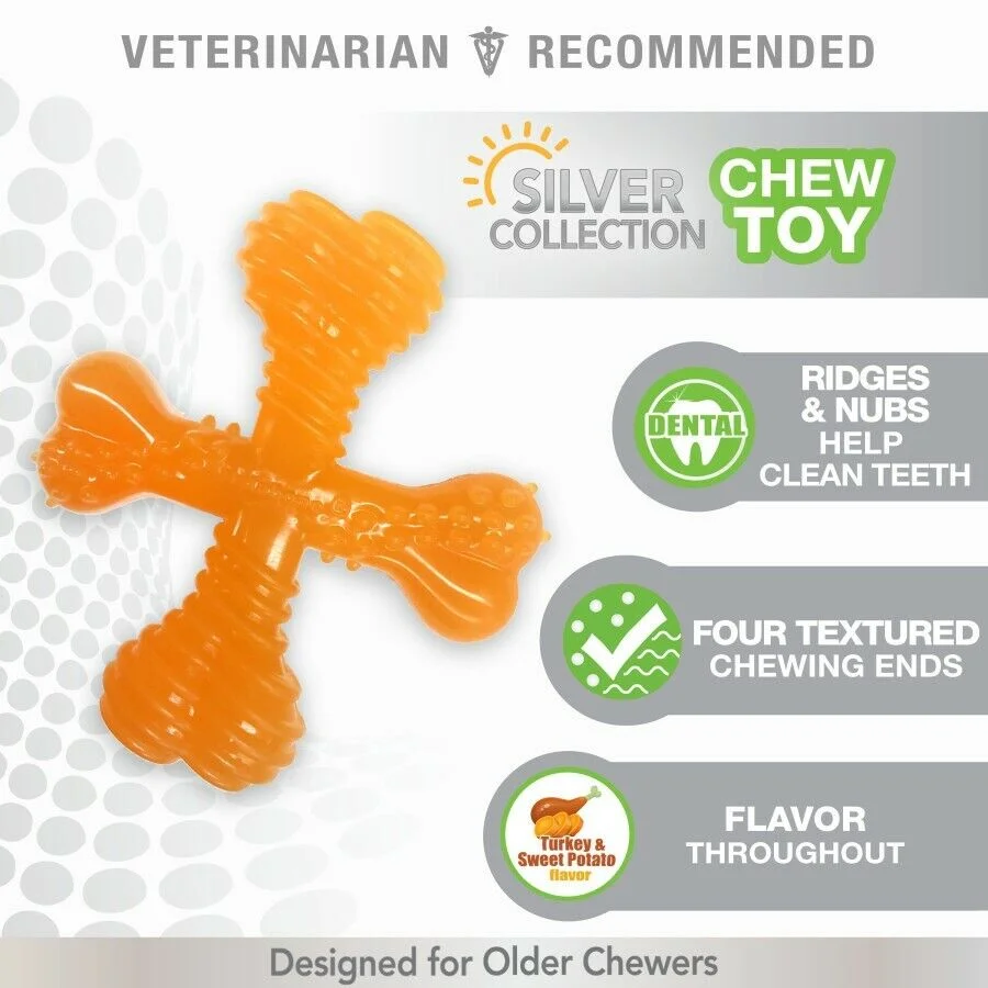 Nylabone Flexi Chew X-Bone Turkey & Sweet Potato Senior Dog Chew Toy