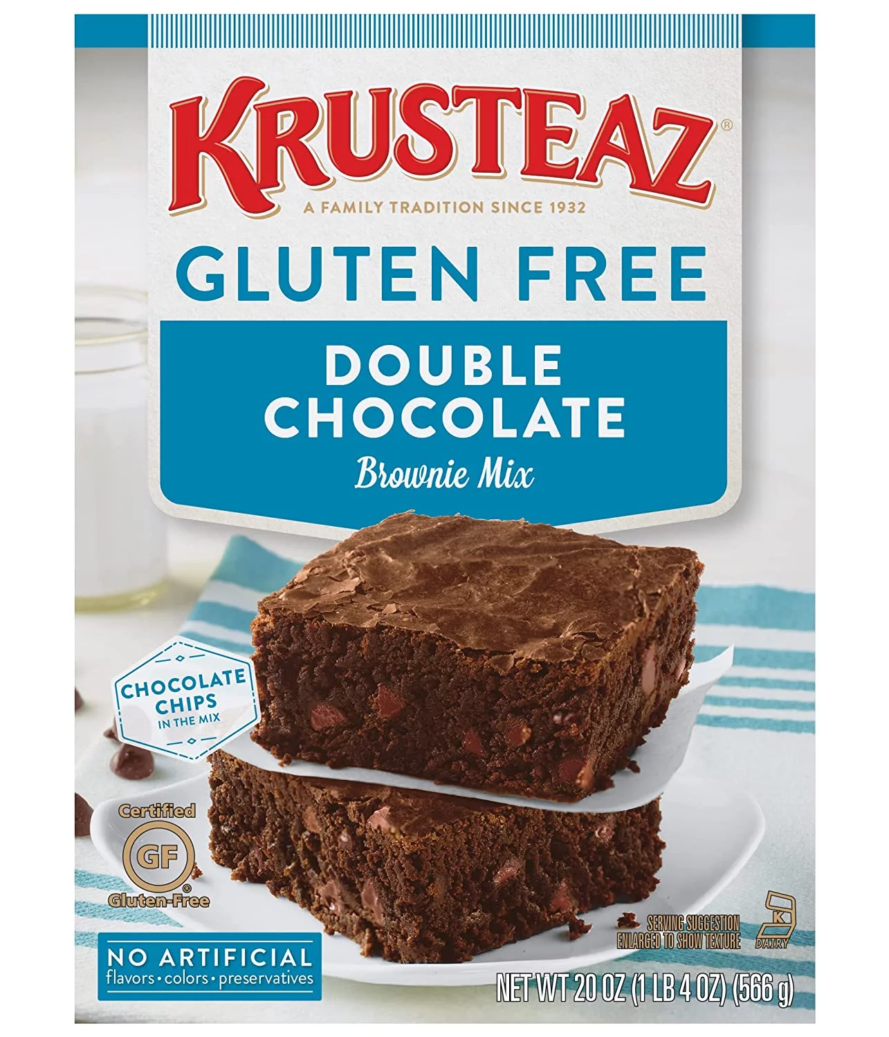 Krusteaz Gluten Free Baking Mix, Double Chocolate Brownie Mix, Gluten Free with No Artificial Flavors, Colors or Preservatives, 20-Ounce Box (Pack of 3)