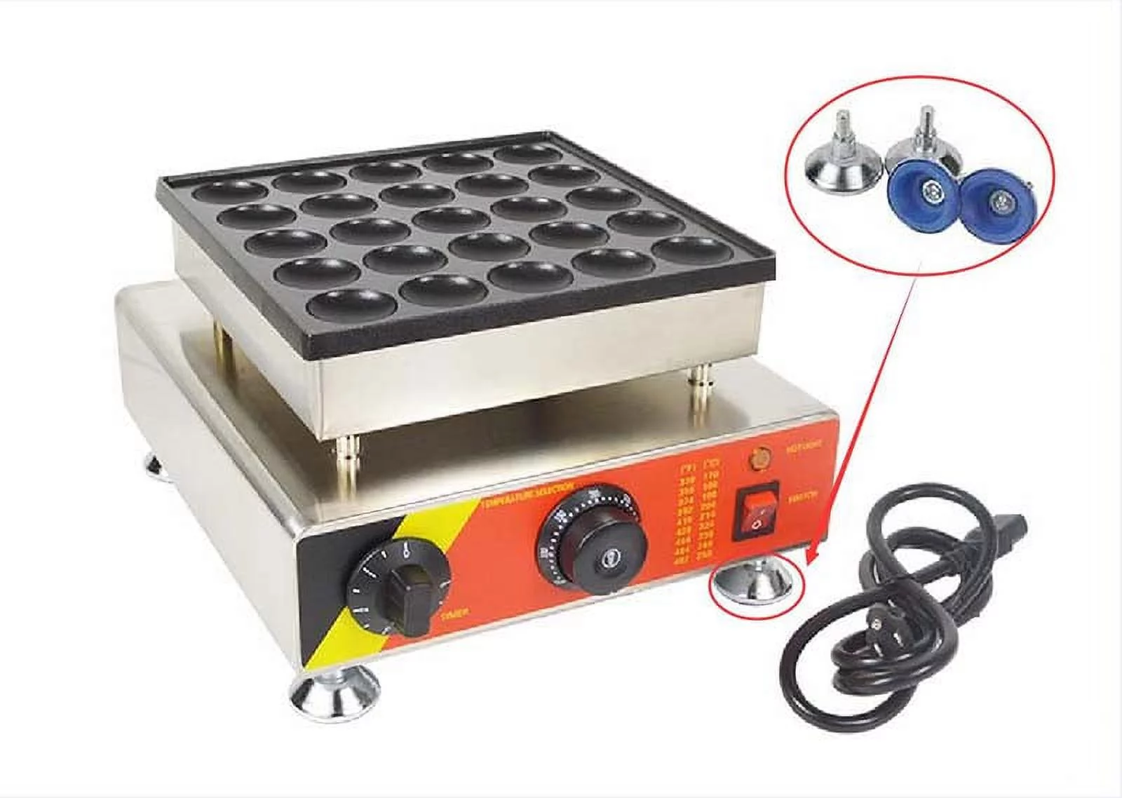 Techtongda 25 Holes Commercial Electric Pancake Machine Dutch Pancake Maker Iron Baker