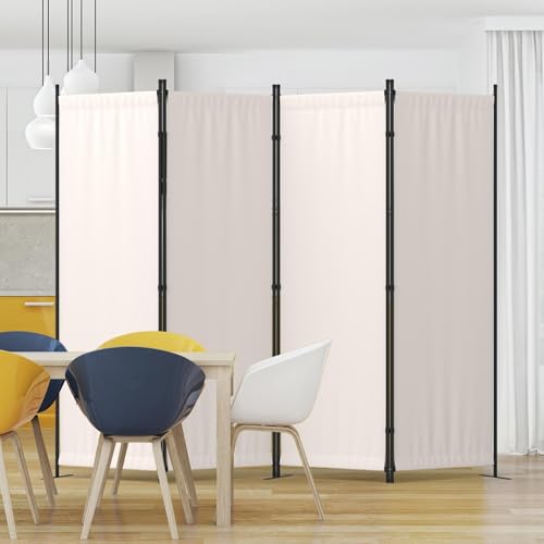 Room Divider 4 Panel Partition Room Dividers & Folding Privacy Screens w/ 3 Metal Feet 6FT Portable Wall Doubles as a Dressing Screen Portable Wall for Office Kitchen Children's Room,Black