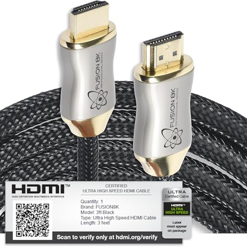 HDMI 2.1 Certified Cable Supports 10K 8K @60Hz and 4K @120Hz Compatible with All TVs, BluRay, Xbox Series X, PS5 (6 Feet)