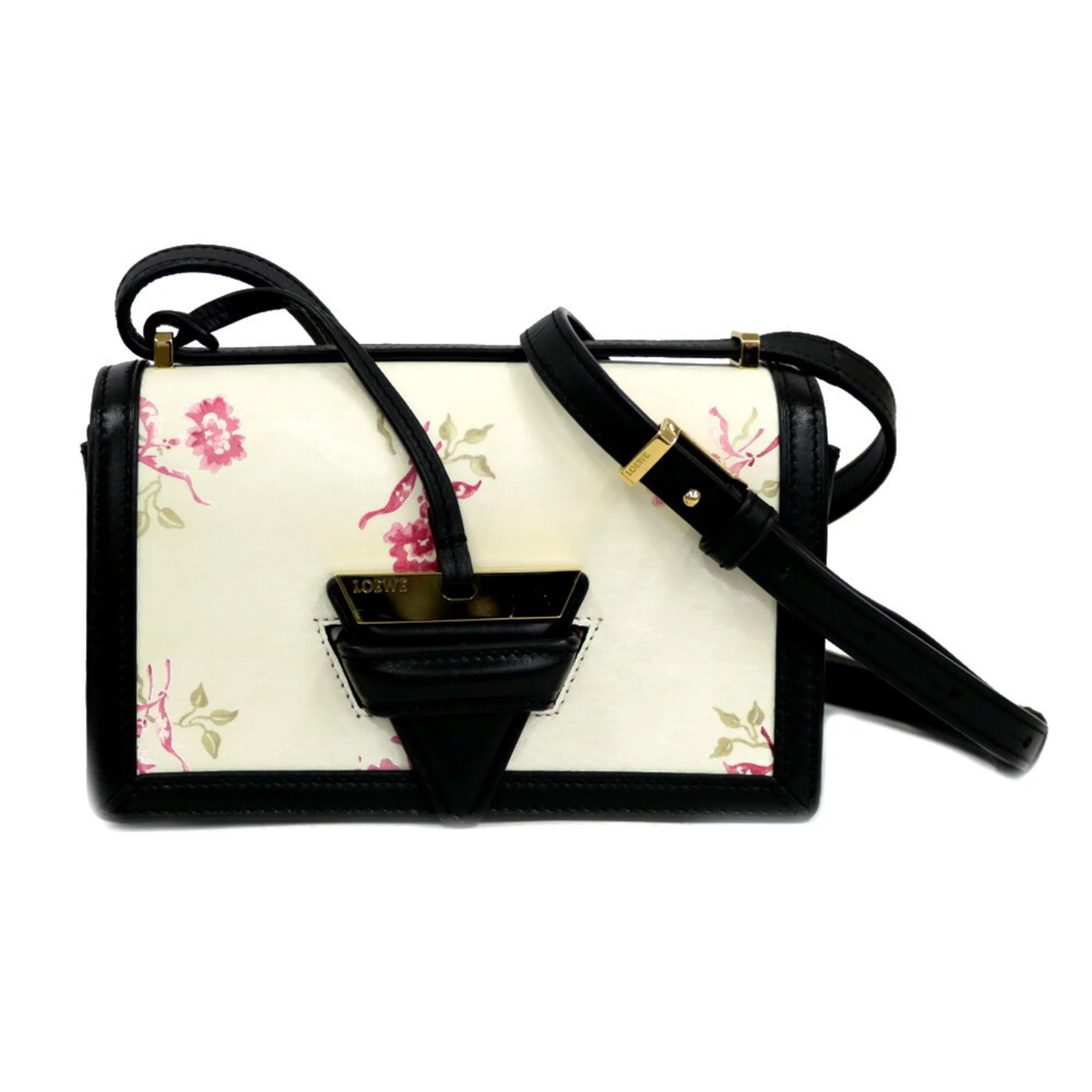 Pre-Owned LOEWE Loewe Shoulder Bag Flower Pattern White Ladies (Good)