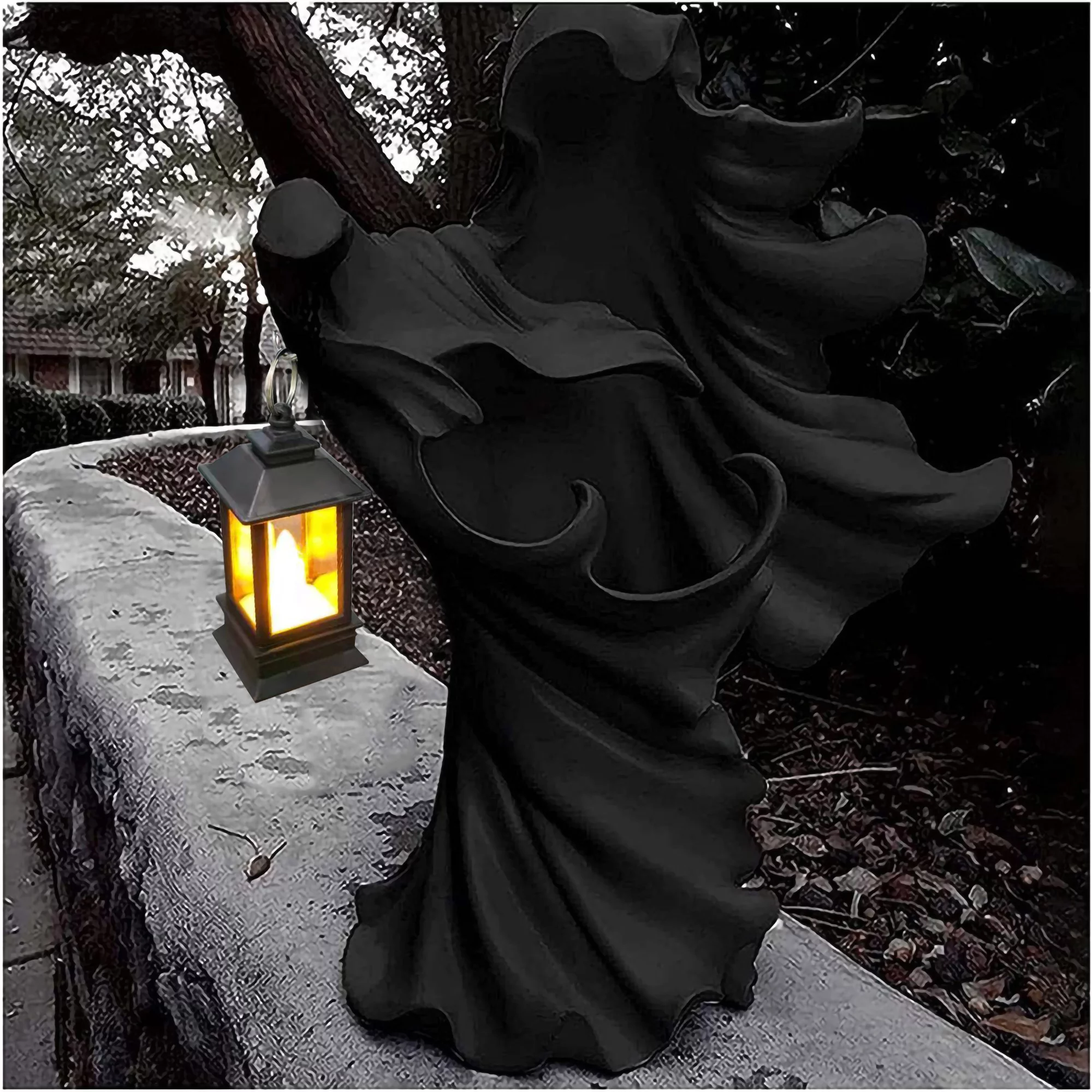 Diconna Cracker Barrel Ghost Witch Messenger w/ Lantern Ghost Statue Ornament Halloween