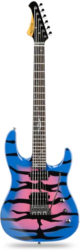 WestCreek Aetheris Solid Body Electric Guitar, Mahogany Body, Maple Neck, Rosewood Fretboard, Rounded End Frets, Bone Nut, 24 Frets (Blue)