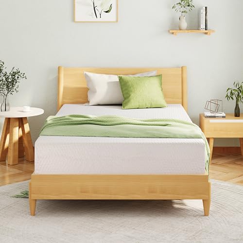 8 Inch Twin Mattress, Memory Foam Mattress with Cooling Green Tea Gel, Relieve Pressure with Medium Firm Support, CertiPUR-US Certified, 75''L x 38''W, White