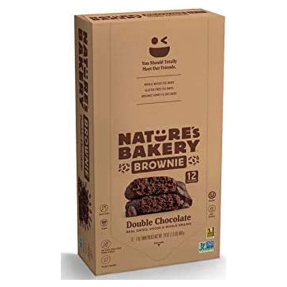 Nature’s Bakery Whole Wheat Fig Bars, Double Chocolate Brownie, Real Fruit, Vegan, Non-GMO, Snack bar, 1 box with 12 twin packs (12 twin packs)