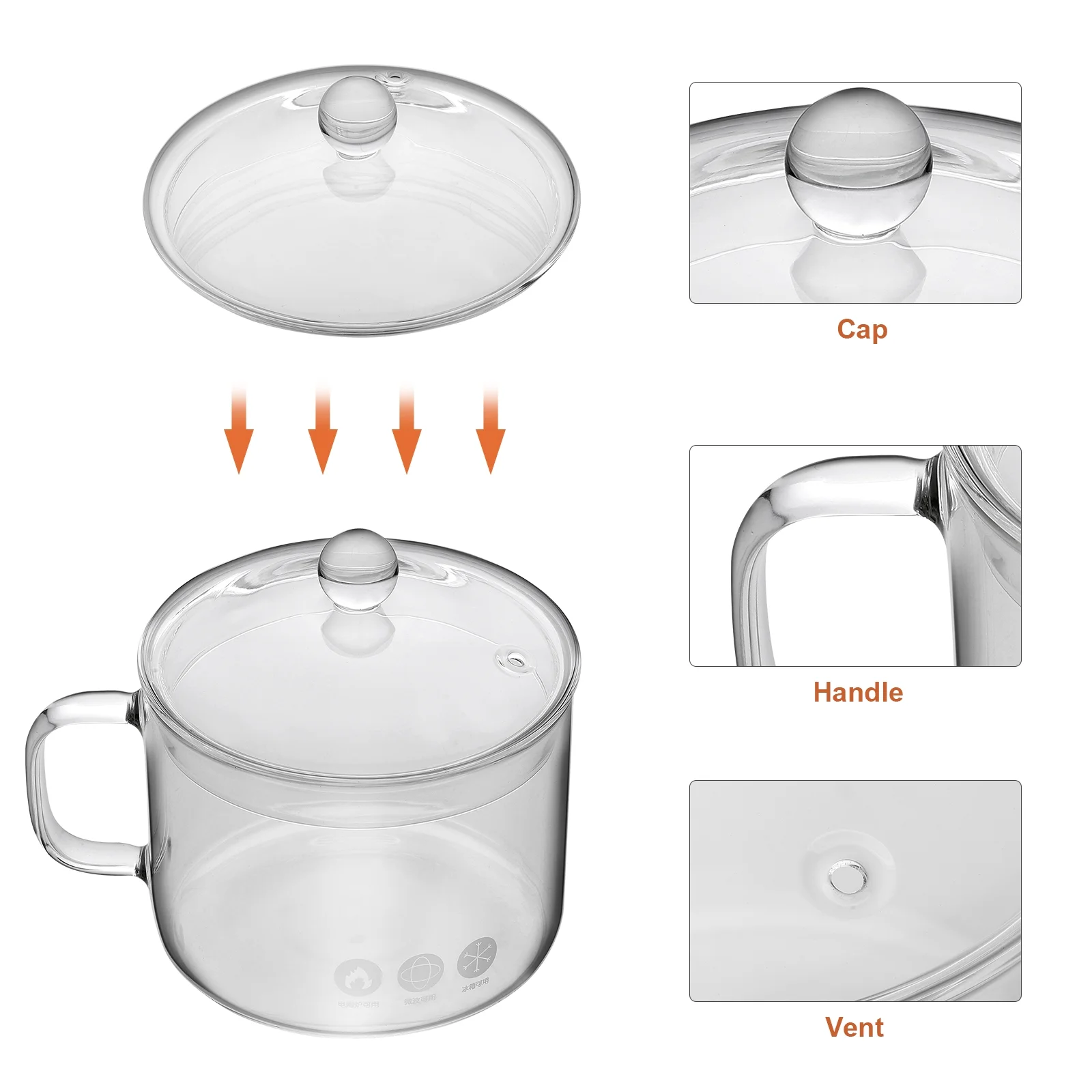 UPKOCH Heat-resistant Glass Pot Household Glass Handled Bowl Oven Glass Stewpot Microwave Oven Glassware