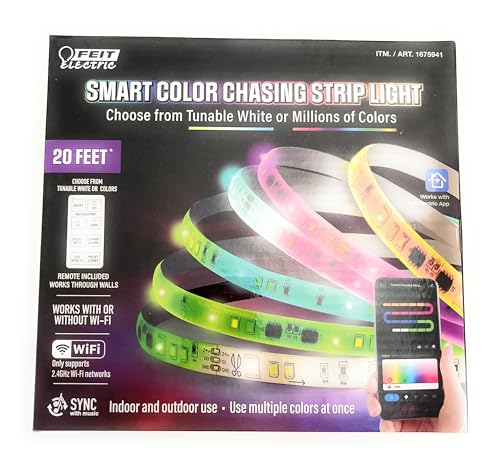 20ft Smart LED Strip: Color Chasing, Wi-Fi Control by Feit Electric