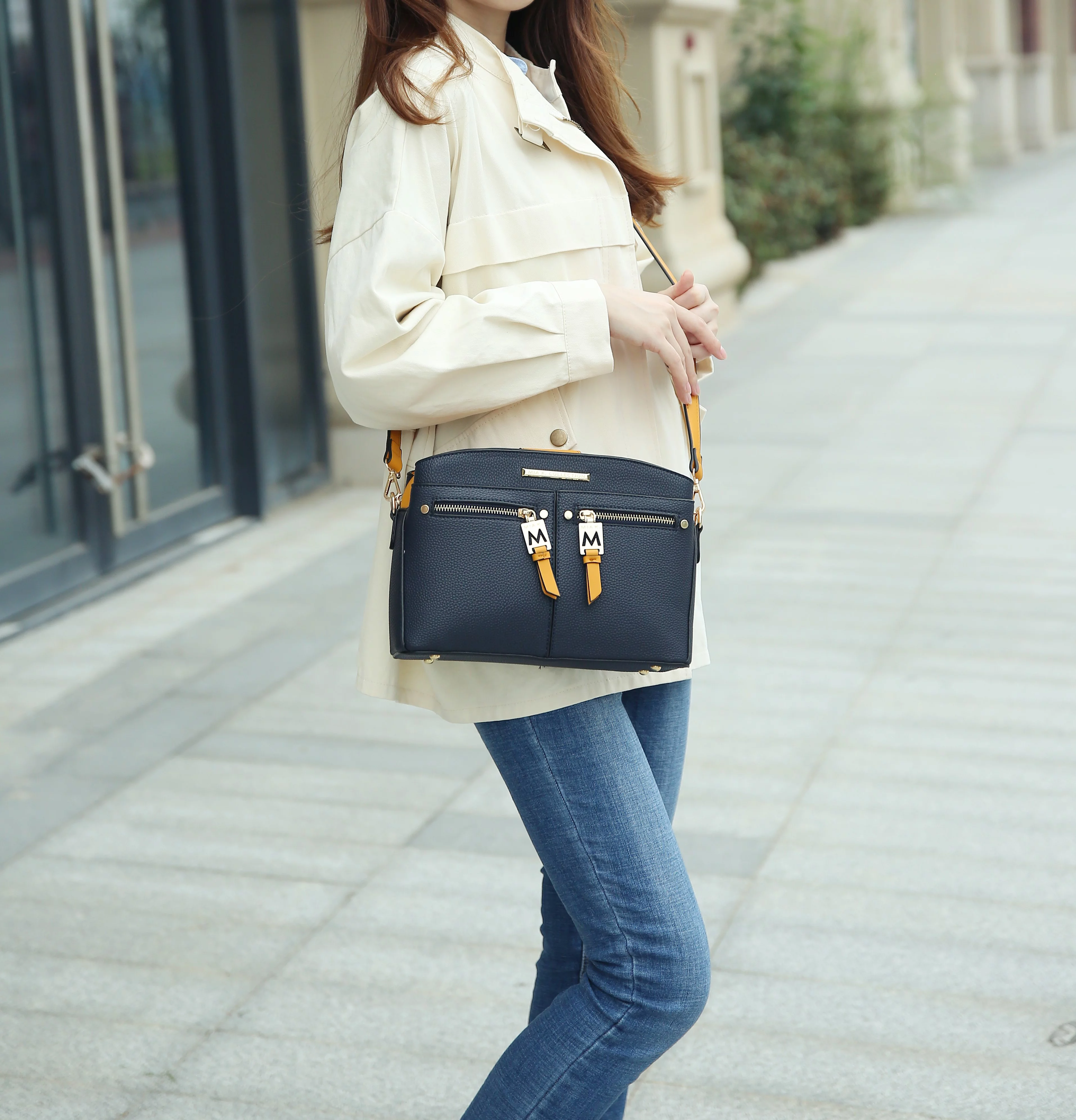 MKF Collection Zoely Vegan Leather Women's Crossbody Bag by Mia K., White Charcoal