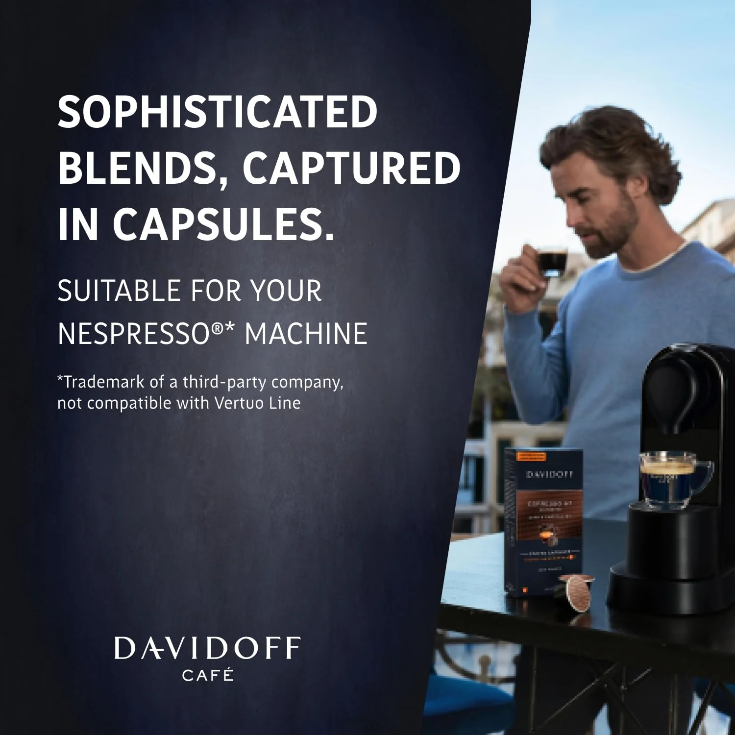 DAVIDOFF Espresso 57 Coffee Capsules. Nespresso Machine Compatible - Dark and Chocolatey - 100% Arabica Beans - 11/12 Intensity. 12/12 Roasting. 2/12 Acidity - 10 x 10 Capsules - 1.94 oz