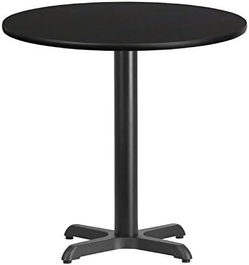 NLIBOOMLife Graniss 30'' Round Walnut Laminate Table Top with 22'' x 22'' Table Height Base