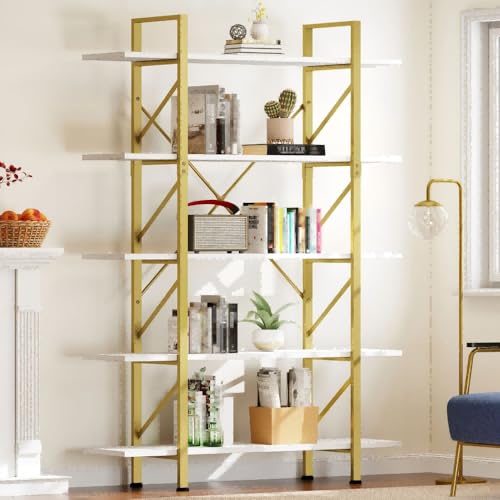 DWVO 5 Tier Gold Bookshelf, 70.9