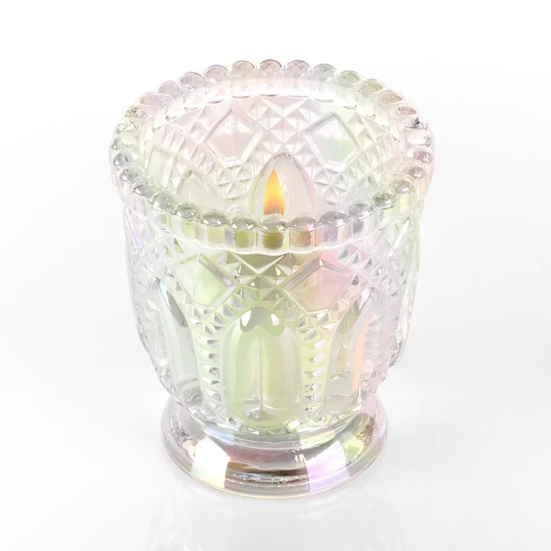 Koyal Wholesale Vintage Glass Candle Holder (Pack of 6), 3 x 2.75 (Iridescent)