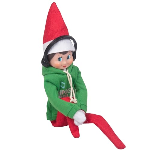 Elf On The Shelf Boy with Jingle Jam Hoodie Set - Blue Eyed Boy Elf Doll with Book and Hoodie with DJ Headphones - Customize Your Elf with Unique DJ Spinning Holiday Tunes - Elf Figure Clothing Pack