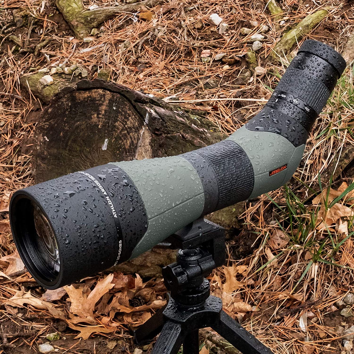 Athlon Optics Argos HD 20-60x85 Spotting Scope, 45 Degree Angle - Green/Black (314001)
