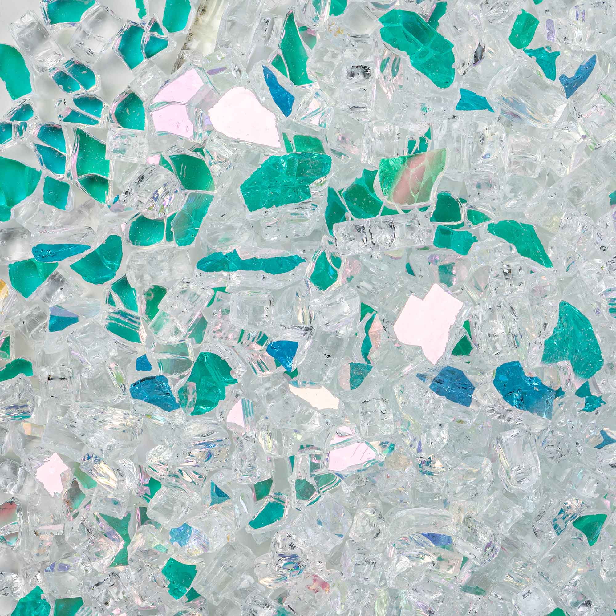 Celestial Fire Glass High Luster, 1/4" Tempered Fire Glass in Iridescent Rainbow | 10 Pound Jar