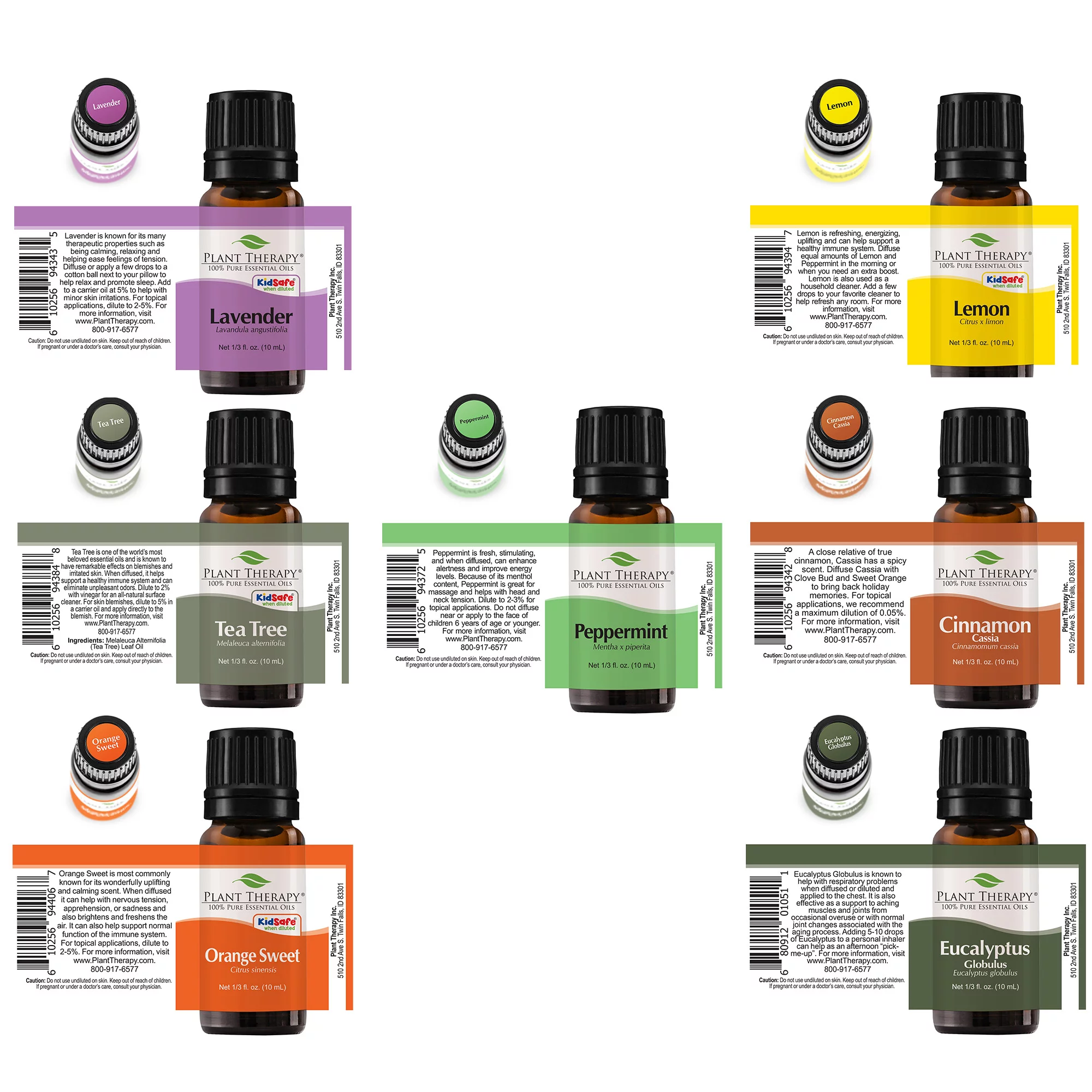 Plant Therapy Essential Oils 7 & 7 Set - 7 Single Oils & 7 Blends 10 mL (1/3 oz)