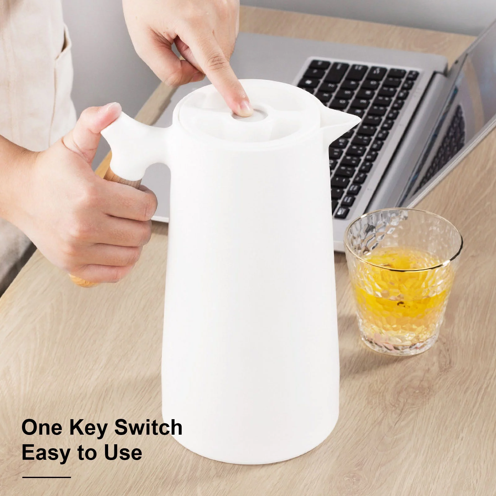 Large Thermal Coffee Carafe Double Walled Household Glass Liner Coffee Pot Household Insulation Pot Carafes