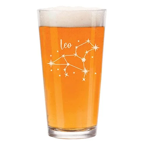 16 oz Beer Pint Glass Star Zodiac Horoscope Constellation (Leo)