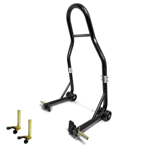 Motorcycle Rear Wheel Stand, with U + L Fork Swingarm Spool, 850lbs Capacity Universal Paddock Lift Jack Stand, Compatible With Most Yamaha Honda Kawasaki Suzuki BMW Motorcycles(New Update)