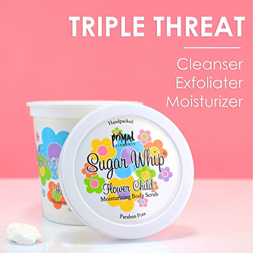 Primal Elements Sugar Scrub, Exfoliating Sugar Whip, Face and Body Cleanser, Moisturizer, Gingerbread, 10 oz Package