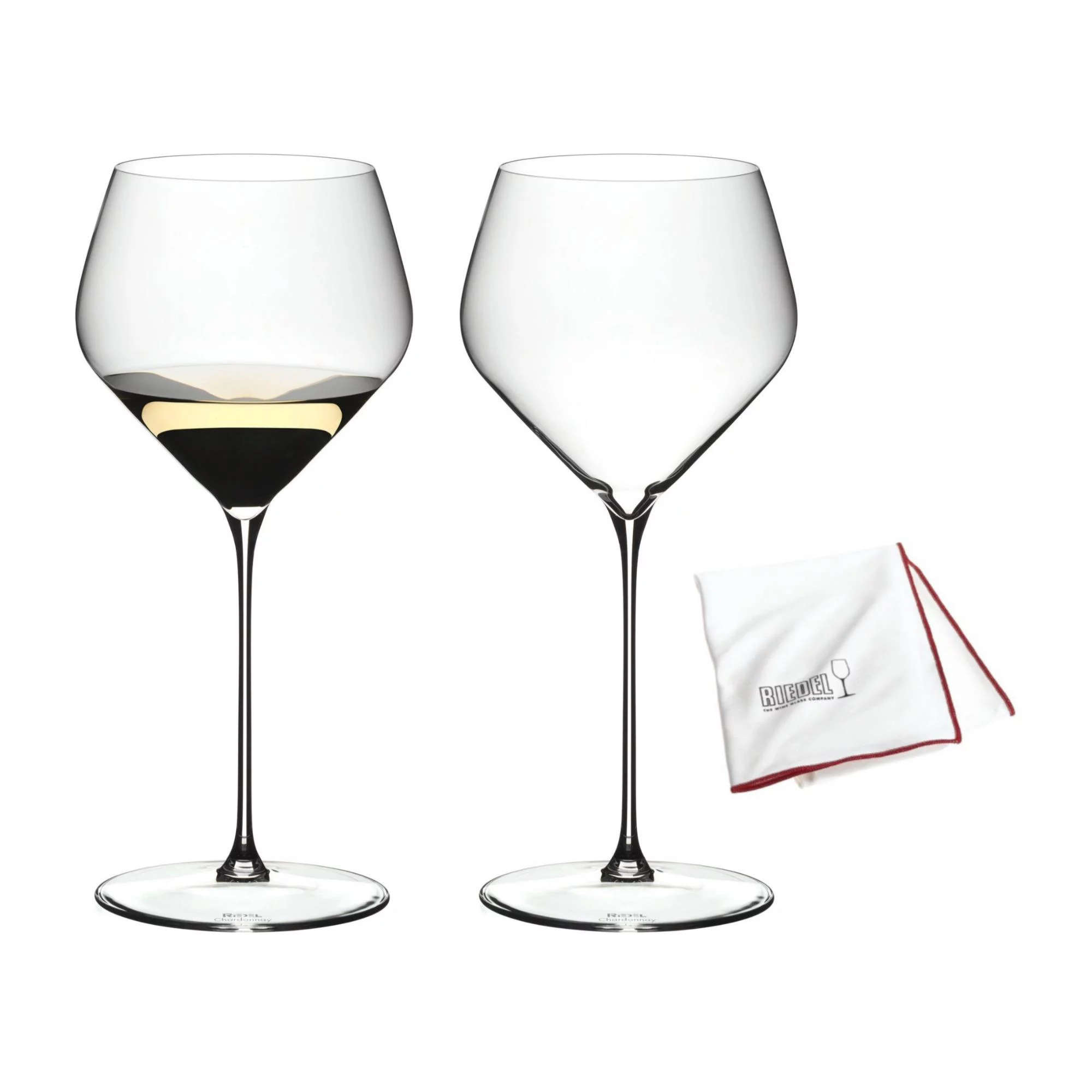 Riedel Veloce Chardonnay Glasses (Set of 2) with Microfiber Polishing Cloth