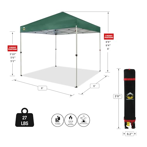 CROWN SHADES 10x10 Pop Up Canopy - Beach Tent with One Push Setup - Easy Outdoor Sun Shade for Events, Parties, Camping - Gazebo with STO-N-Go Cover Bag, Silver Coated Top, White
