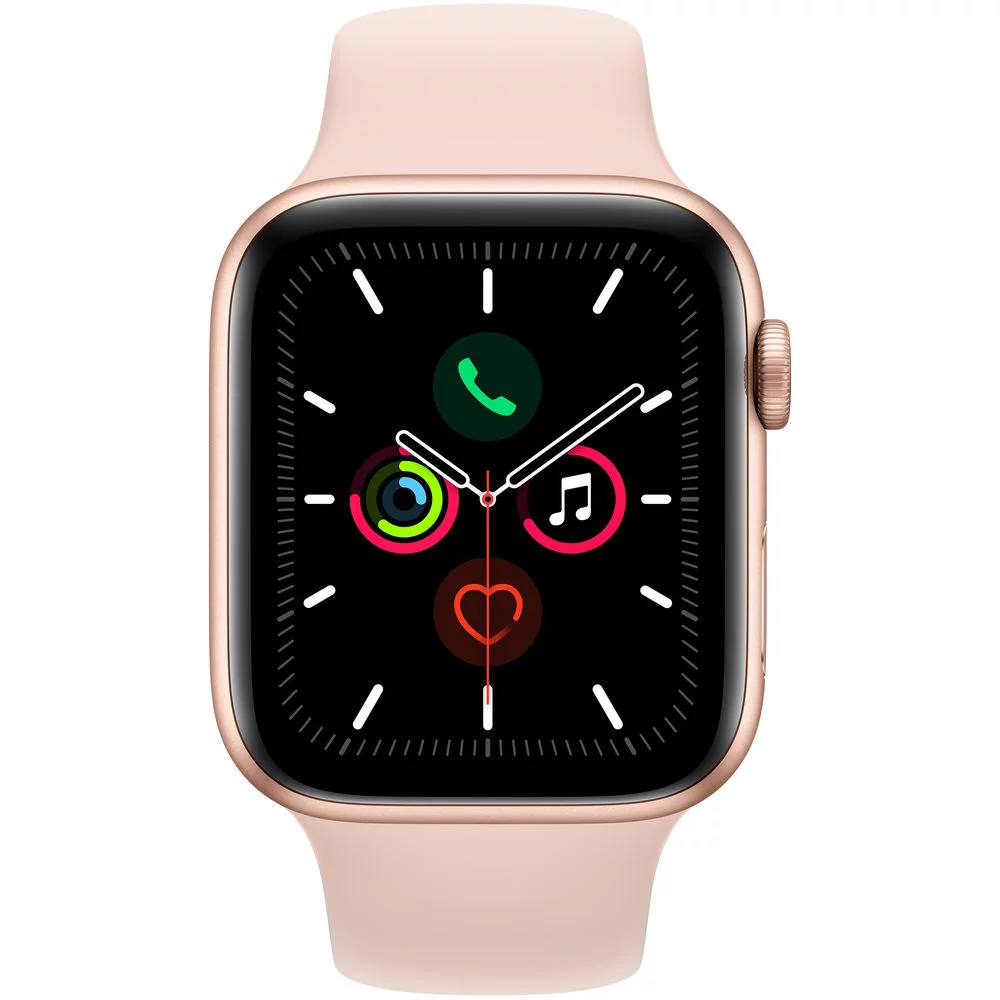 Restored Apple Watch Series 5 GPS 44mm Gold Aluminum Case Pink Sport Band - Pristine A- (Refurbished)