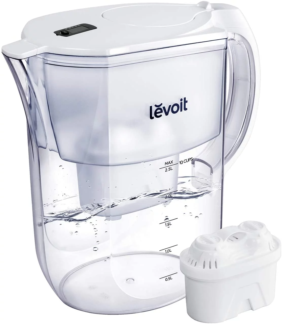 Levoit Water Filter Pitcher, 10 Cup Large, White