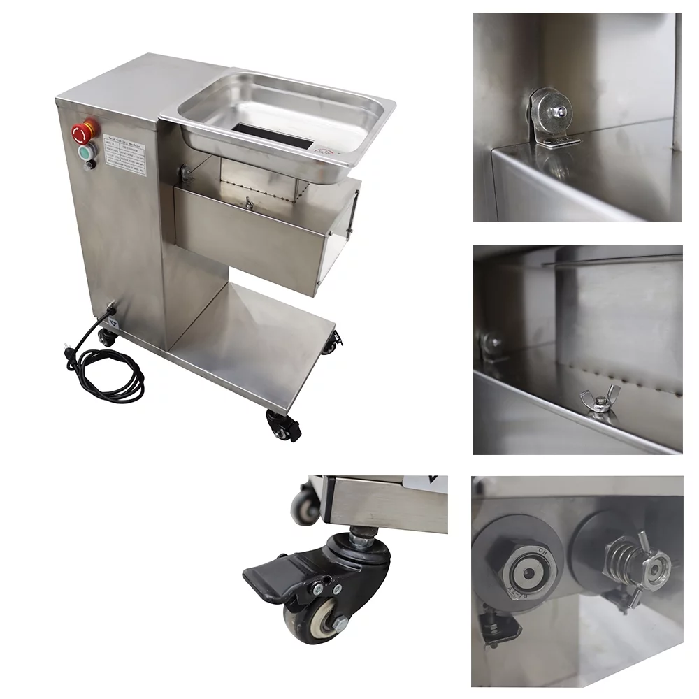 PreAsion Stainless Commercial Meat Slicer with 8mm Blade Electric Meat Slicer Cutting 110V
