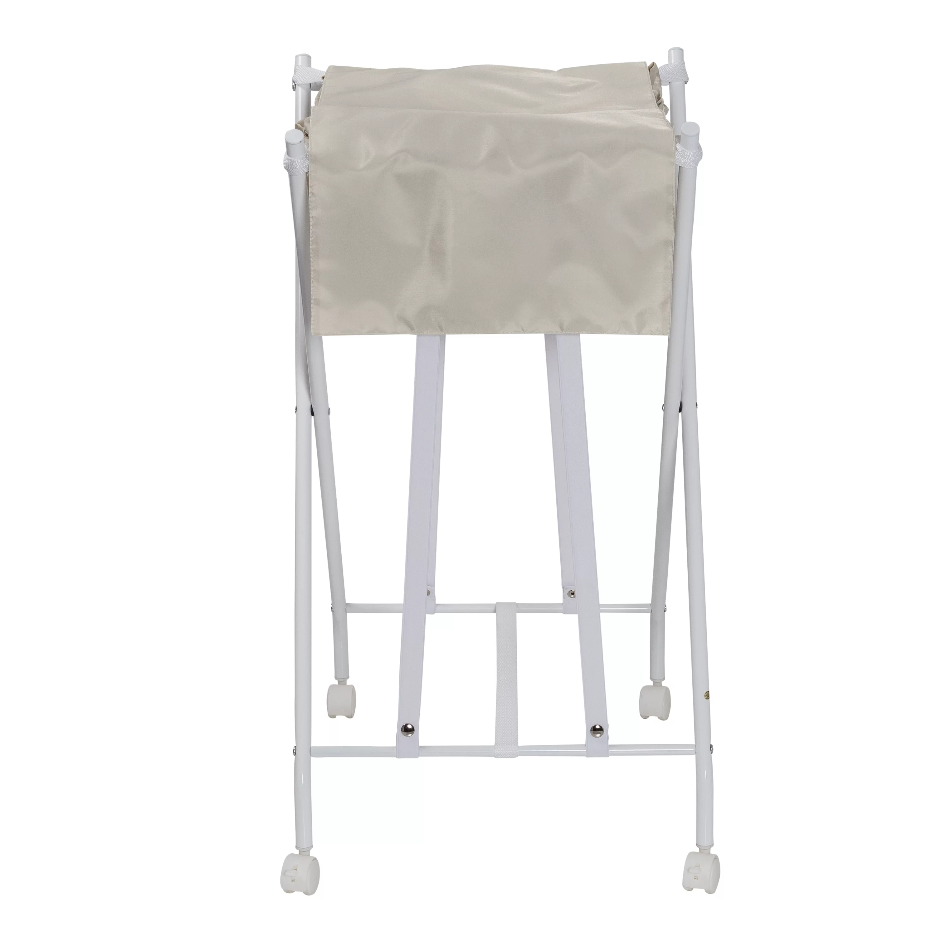 Honey-Can-Do Steel Folding No Bend Lifting Laundry Hamper with Removable Polycotton Bag, White/Natural