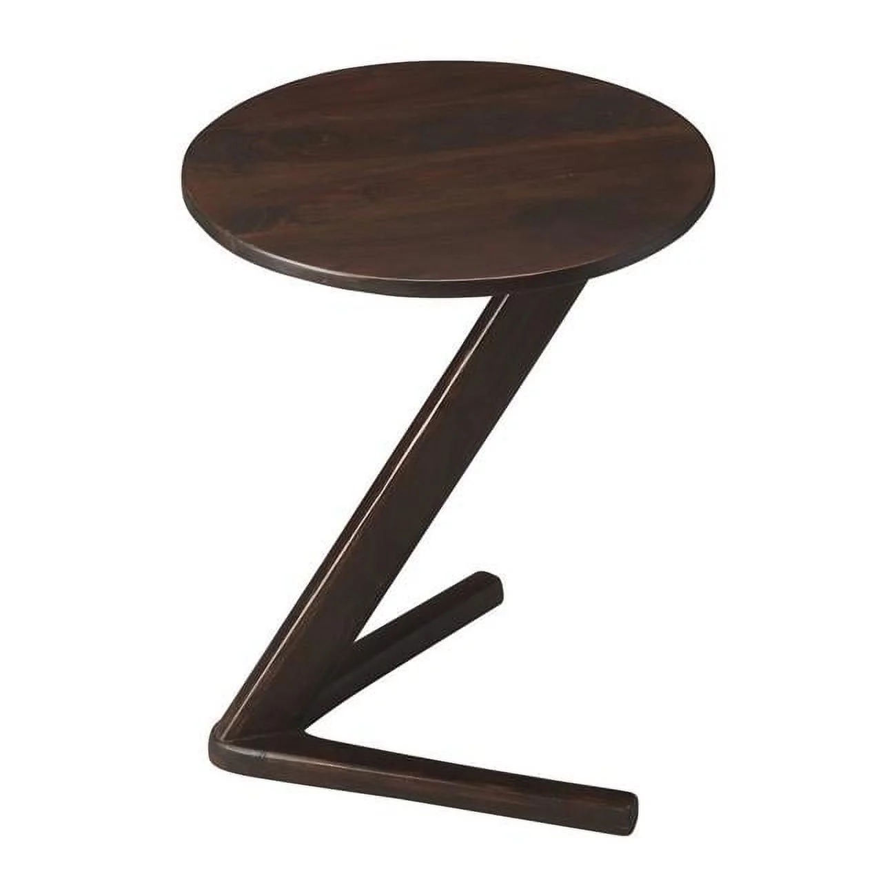20 in. Solid Wood Angled Pedestal Round End Table, Dark Brown
