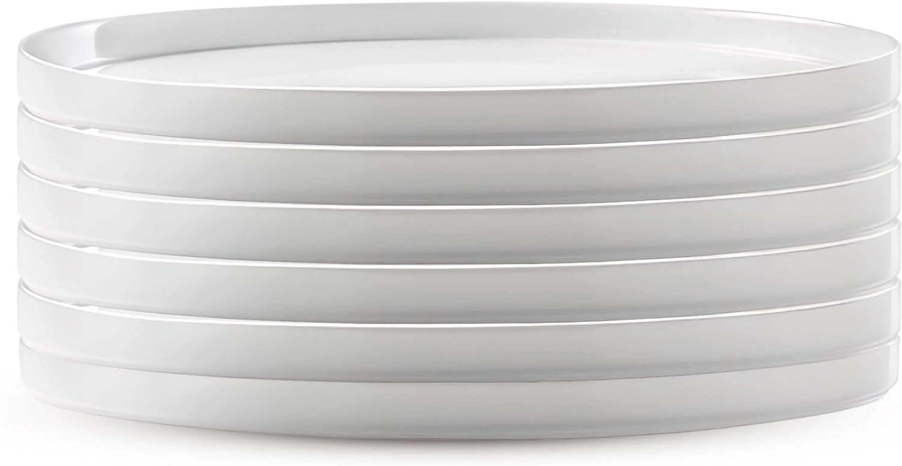 Bormioli Rocco Grangusto Italiana Set Of 6 Flat Plates, Tempered Opal Glass, 10.75 Inch. Made In Spain. 10.75 Inch, White