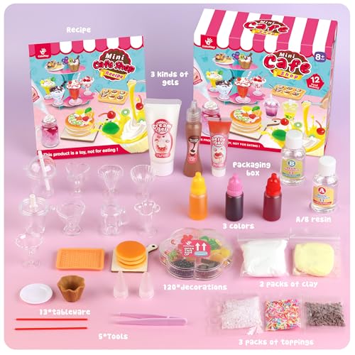 12 Making Miniature Food Toys Set, DIY, Resin Play, NOT Edible, Kitchen Mini Pretend Play Food Set for Kids Age 8-13, Birthday for Girls, 8 9 10, Make Your Food