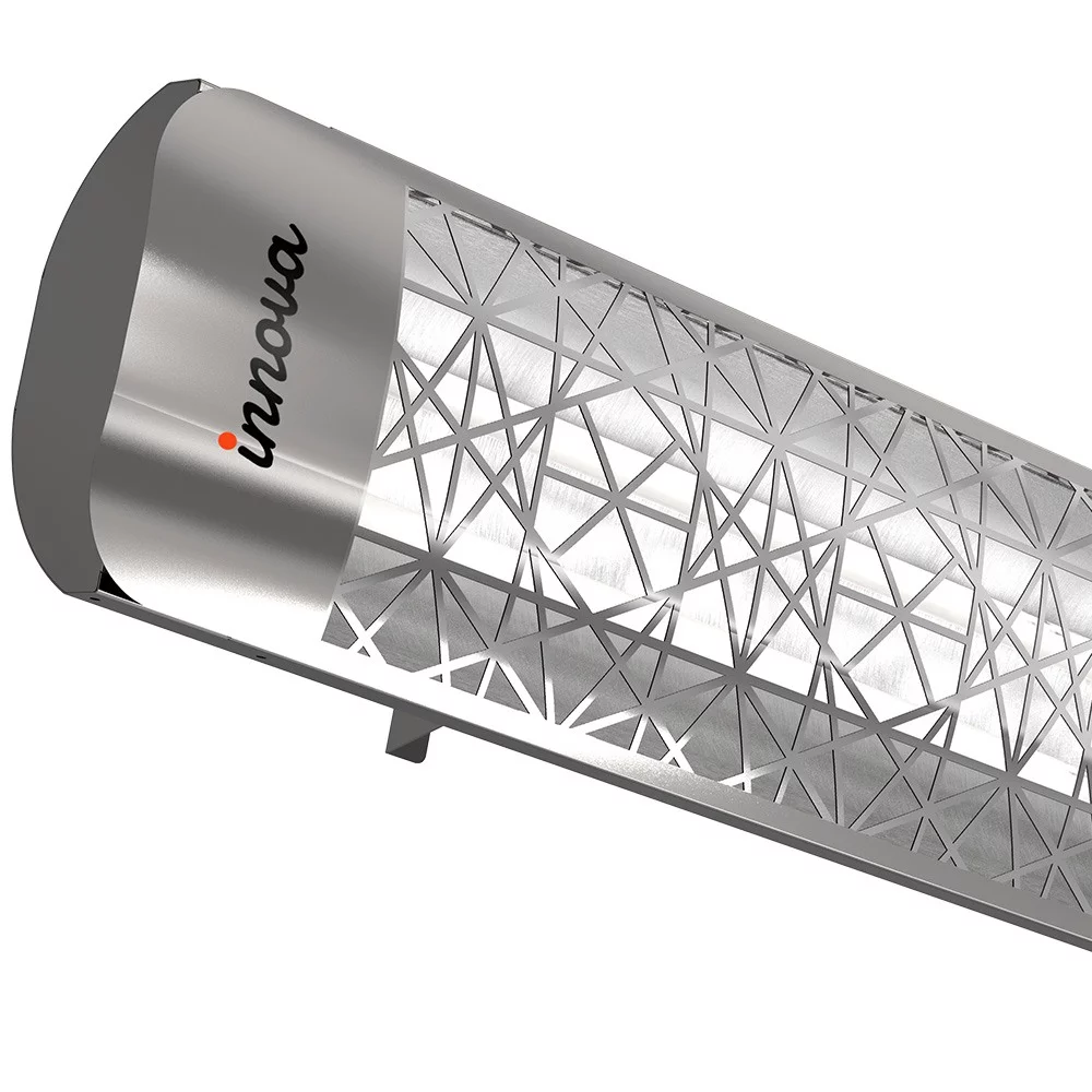 Innova-4000 Watt Electric Infrared Dual Element Heater-208 Voltage-Stainless Steel Finish-Astra Decorative Fascia-Outdoor Wall Mount Electric