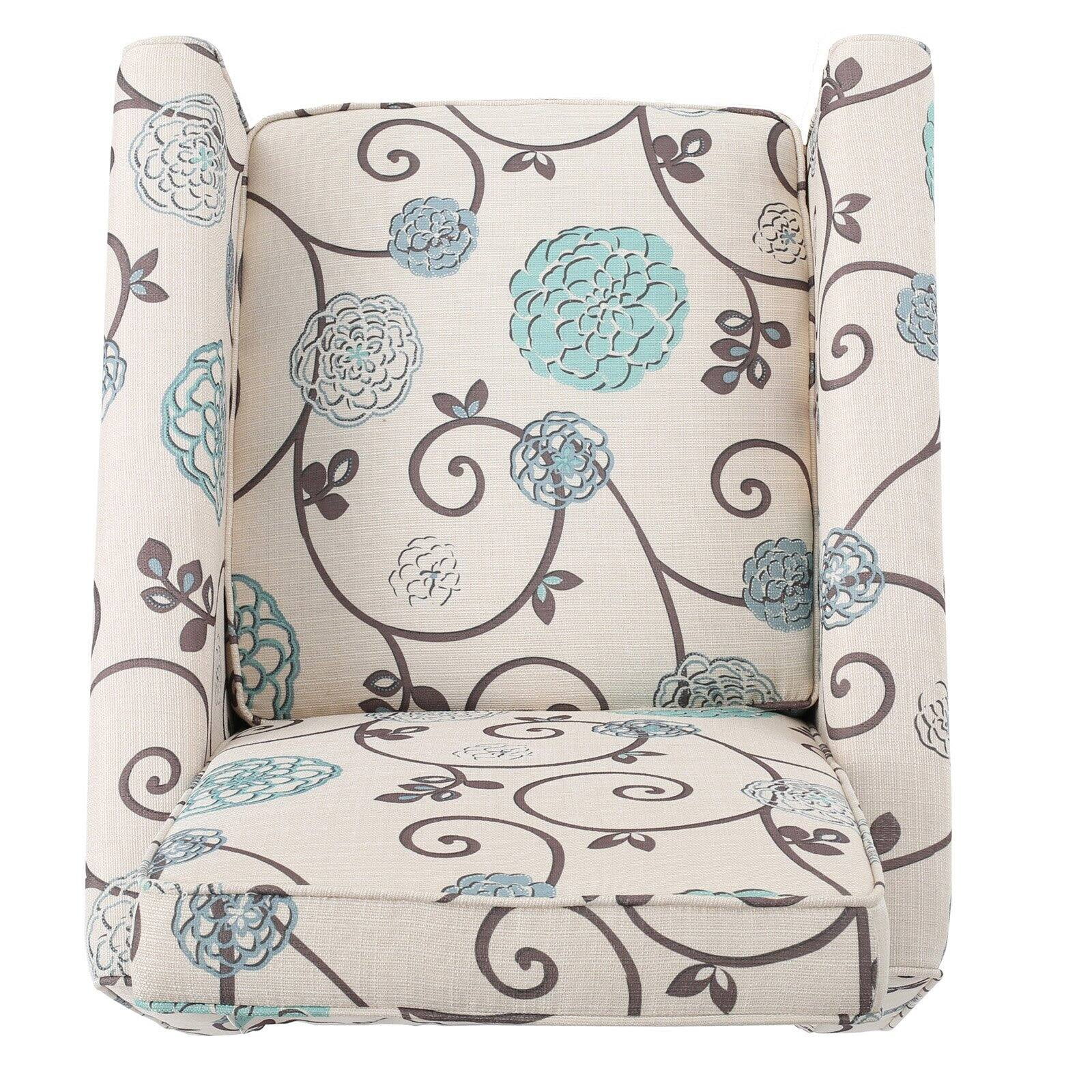 Darvis White and Blue Fabric Recliner