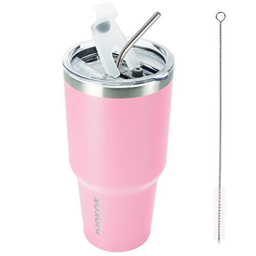 BJPKPK Insulated Tumbler 20 oz Stainless Steel Coffee Travel Thermal Cup With lids And Straws,Light Pink
