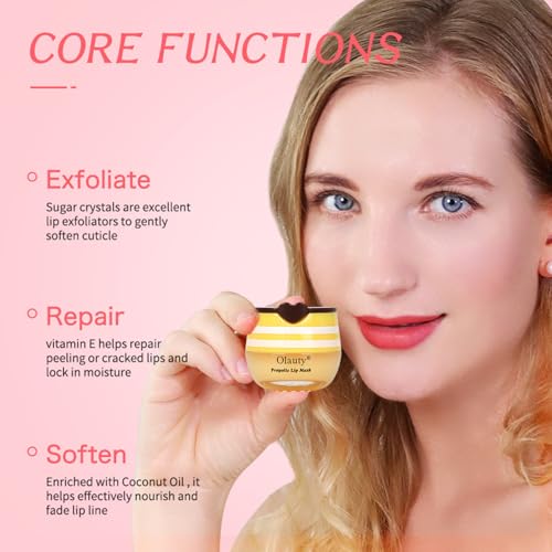 6 PCS Bee Lip Balm Mask Honey Pot, Honey Lip Balm Bulk, Moisturizing Lip Sleep Masks Hydrating Prevention Dry and Crack Lip Scrubs, Propolis Lip Mask Overnight Reduce Lip Lines