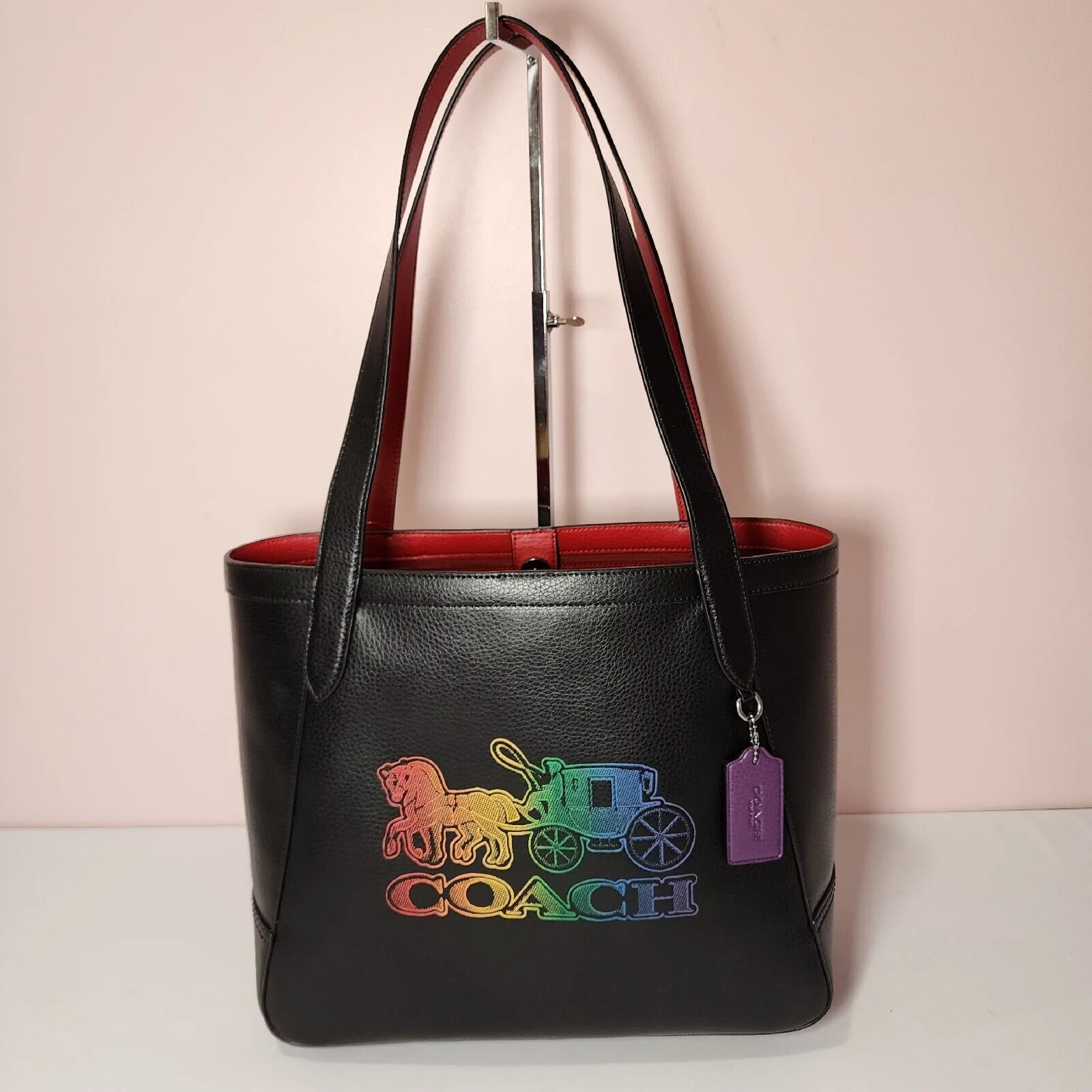 Coach Tote 27 Horse Carriage Womens Large Black Leather Ombre Bag