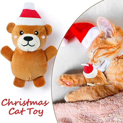 Senneny 6 PCS Christmas Catnip Toy Set - Reindeer, Gingerbread Man, Bear, Piggy, Hedgehog, Penguin - Plush Animal Toys Gifts for Cat Christmas Stocking