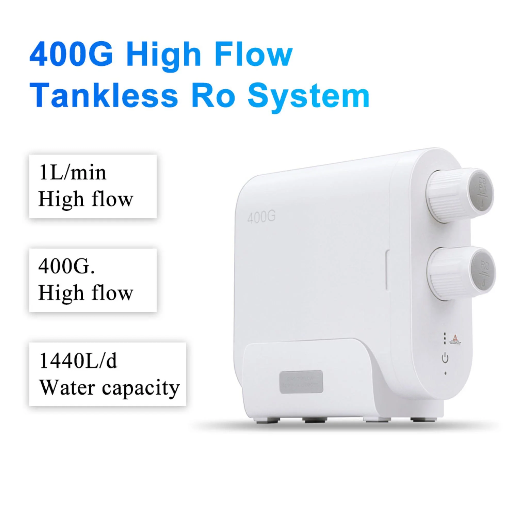 Experience Pure and Refreshing Drinking Water with Our 400GPD High Flow Tankless RO System - Under Sink Water Purifier for Home Kitchen, Featuring a Rapid 1.5:1 Drain Rate