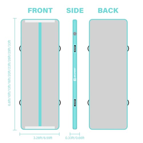 AKSPORT Inflatable Gymnatsics Mat Tumble Track 10ft 13ft 16ft 20ft 23ft Air Tumbling Mat with Air Pump for Home Use/Training/Cheerleading/Yoga