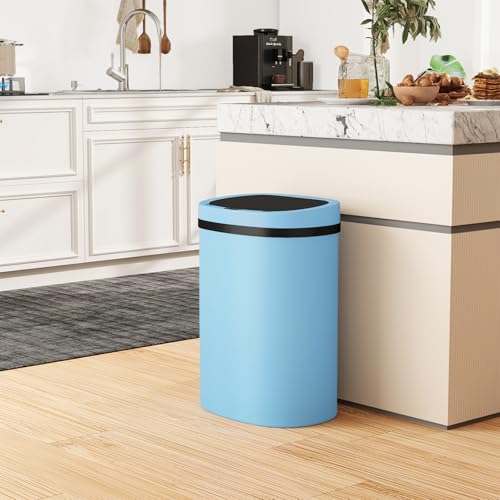 PayLessHere 13 Gallon Trash Can Kitchen Trash Can Automatic Garbage Can with Lid Touch Free High-Capacity Motion Sensor for Kitchen Bedroom Bathroom Office Wateproof Trash Bin (1, Black)